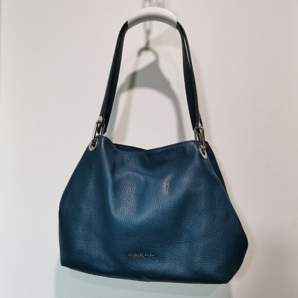 Teal/Silver Pebbled Leather Shoulder Bag #259 - Picture 2 of 15